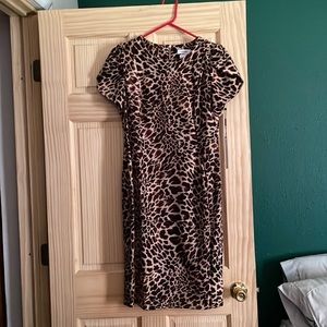 Calvin Klein Leopard print capped sleeve dress